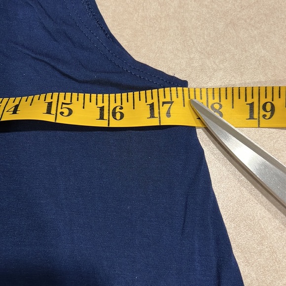 ⭐️ Soft Surroundings Navy Blue Cowl Neck Tunic Sleeveless Pockets  Casual Dress - Picture 8 of 8